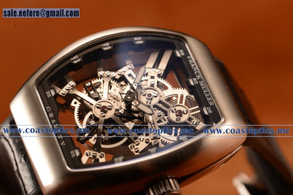 Franck Muller Vanguard Miyota Automatic Copy Tourbillon Steel Case With Skeleton Dial Leather/Rubber Strap